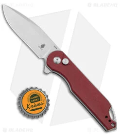 Kizer Assassin Button Lock Flipper Knife Red Micarta (3.15" Satin) V3549C2 -Kizer Knife Shop Kizer Assassin Plunge Lock Flipper Red Micarta Satin BHQ 140610 jr bottlecap