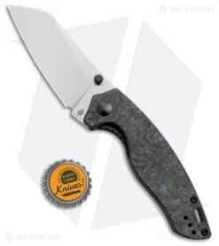 Kizer Azo Towser K Liner Lock Knife Black FatCarbon (3.5" Satin ELMAX) -Kizer Knife Shop Kizer Azo Towser K LL Black Fat Carbon Blue Satin BHQ 175940 jr bottlecap