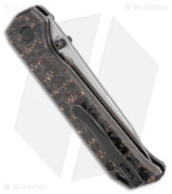 Kizer Azo Vanguard Begleiter 2 Button Lock Knife Fat Carbon (3.5" Satin) -Kizer Knife Shop Kizer Azo Vanguard Begleiter 2 Button Lock Fat Carbon Gold Satin BHQ 176930 jr side