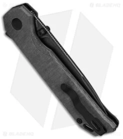 Kizer Azo Vanguard Begleiter XL Button Lock Knife Black Micarta (3.9" Black SW) -Kizer Knife Shop Kizer Azo Vanguard Begleiter XL BLK Black Micarta 3in Black SW BHQ 169681 td side