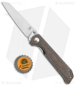 Kizer Azo Vanguard Mini Begleiter Liner Lock Knife Green Micarta (2.8" Satin) -Kizer Knife Shop Kizer Azo Vanguard Mini Begleiter LL Brown Resin Satin BHQ 121145 jr bottlecap