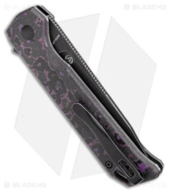 Kizer Begleiter2 Azo Button Lock Knife Purple/Black Fat Carbon (3.4" Black) -Kizer Knife Shop Kizer Begleiter 2 button Lock Fat Carbon Purple Satin Black BHQ 178235 jr side