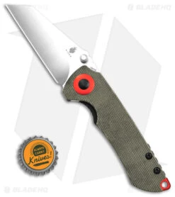 Kizer Christensen Critical Mini Liner Lock Knife Green Micarta (3" Satin) -Kizer Knife Shop Kizer Christensen Critical Mini LLK Black Micarta Red 3in Satin BHQ 169649 td size 2