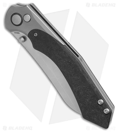 Kizer Knife Shop -Kizer Knife Shop Kizer Clairvoyant Button Lock Knife Titanium Carbon Fiber 3in SW BHQ 180474 td spine