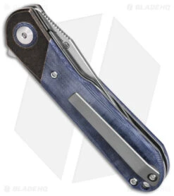 Kizer Vanguard Comet Liner Lock Knife Dark Brass/Denim Micarta (2.9" Satin) -Kizer Knife Shop Kizer Comet Vanguard LLK Denim Micarta 2in Satin BHQ 156272 td side