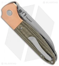 Kizer Conaway Deviant Liner Lock Knife Green Micarta/Copper (3" Satin) -Kizer Knife Shop Kizer Conaway Deviant LL Green G 10 Copper Satin V3575A1 BHQ 121177 jr side