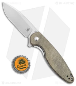 Kizer Cozy Liner Lock Knife Green Micarta (3.4" Satin) V3613C2 -Kizer Knife Shop Kizer Cozy LL Green Micarta Satin BHQ 156413 jr bottlecap
