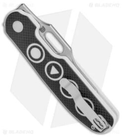 Kizer Cutlery Cormorant Plunge Lock Knife Black Button G-10 (3.25" Satin) -Kizer Knife Shop Kizer Cutlery Cormorant Black White G 10 Satin BHQ 142760 jr side