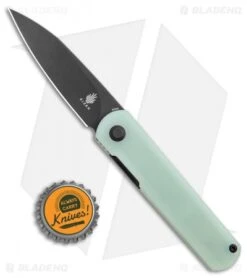 Kizer Feist Front Flipper Knife Natural Jade G-10 (2.9" Black M390) -Kizer Knife Shop Kizer Feist FF Natural Jade Black M390 BHQ 120564 jr bottlecap