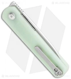 Kizer Feist Front Flipper Knife Natural Jade G-10 (2.8" Stonewash M390) -Kizer Knife Shop Kizer Feist FF Natural Jade Satin M390 BHQ 120690 jr side