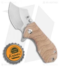 Kizer Flip Shank Frame Lock Knife Tan Micarta (2" Stonewash) Ki2521A3 -Kizer Knife Shop Kizer Flip Shank Frame Lock Knife Micarta Stonewash Ki2521A3 BHQ 117841 LS Bottlecap