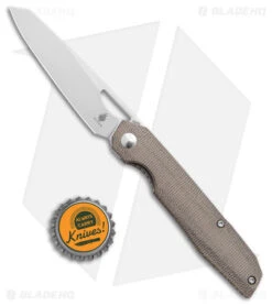 Kizer Genie Liner Lock Knife Micarta (3.4" Satin 154CM) -Kizer Knife Shop Kizer Genie LL Micarta Satin BHQ 175943 jr bottlecap