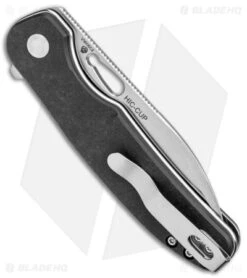 Kizer Hic-cup Button Lock Knife Black Micarta (3.15" Satin) V3606C2 -Kizer Knife Shop Kizer Hic cup Button Lock Black Micarta Satin BHQ 145857 jr side