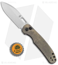 Kizer Azo Hic-cup Button Lock Knife Green Micarta (3.1" Satin) V3606C1 -Kizer Knife Shop Kizer Hic cup Button Lock Green Micarta Satin BHQ 145759 jr bottlecap