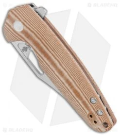 Kizer Horn Frame Lock Flipper Knife Tan Micarta (3.1" Satin) Ki3557 -Kizer Knife Shop Kizer Horn FL Flipper Natural Micarta Satin V3557N1 BHQ 106885 jr spine