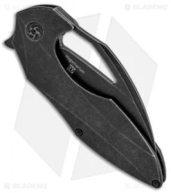 Kizer Isham Megatherium Left Hand Flipper Knife Ti (3.6" Black SW) KI4502L2 -Kizer Knife Shop Kizer Isham Megatherium Left Hand Ti Black SW KI4502L2 BHQ 88717 jr side