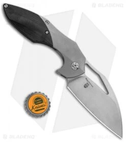 Kizer Isham Megatherium Left Hand Flipper Knife Ti/CF (3.6" Stonewash) KI4502L1 -Kizer Knife Shop Kizer Isham Megatherium Left Hand Ti CF SW KI4502L1 BHQ 88598 jr bottlecap