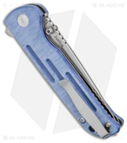 Kizer Justice Liner Lock Flipper Knife Denim Micarta (3.75" N690 Satin) -Kizer Knife Shop Kizer Justice LL Flipper Denim Micarta Satin BHQ 156459 jr side