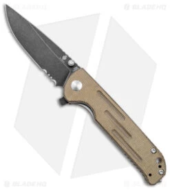 Kizer Justice Liner Lock Flipper Knife Green Micarta (3.75" Black SW)