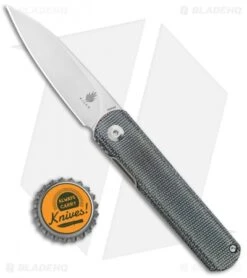 Kizer Lundquist Feist Front Flipper Knife Black Micarta (2.8" Stonewash) -Kizer Knife Shop Kizer Lundquist Feist FF Black Micarta SW BHQ 117014 jr bottlecap