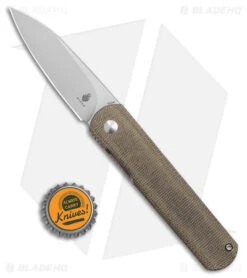 Kizer Lundquist Feist XL Front Flipper Knife Green Micarta (3.4" Stonewash) -Kizer Knife Shop Kizer Lundquist Feist FF Green Micarta SW BHQ 176936 jr bottlecap