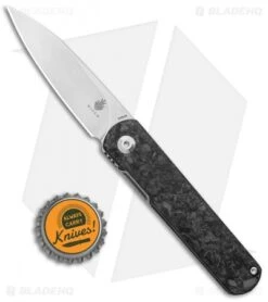 Kizer Lundquist Feist Front Flipper Knife Shred CF (2.8" Stonewash) Ki3499E4 -Kizer Knife Shop Kizer Lundquist Feist FF Shred CF SW BHQ 117011 jr bottlecap