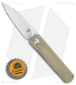 Kizer Lundquist Feist Front Flipper Knife Green Micarta (2.8" Stonewash) -Kizer Knife Shop Kizer Lundquist Feist Front Flipper Knife Green Micarta 2.8 Stonewash Ki3499E5 BHQ 117012 LS Bottlecap