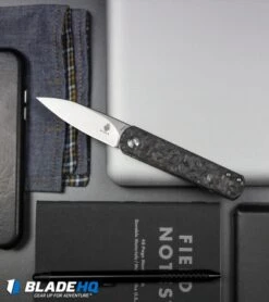 Kizer Lundquist Feist Front Flipper Knife Shred CF (2.8" Stonewash) Ki3499E4 -Kizer Knife Shop Kizer Lundquist Feist Liner Lock Front Flipper Knife Marble CF Stonewash BHQ 101711 kp laptop web