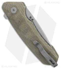 Kizer Mad Tanto Plunge Lock Knife Green Micarta (3.25" Stonewash) V4602C2 -Kizer Knife Shop Kizer Mad Tanto Plunge Lock Knife Green Micarta 3in SW BHQ 180091 td side