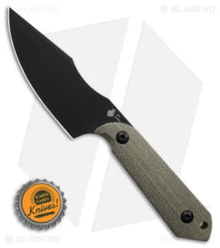 Kizer Maverick Customs Harpoon Fixed Blade Knife Green Micarta (3.75" Black) 10V -Kizer Knife Shop Kizer Maverick Customs Harpoon FBK Green Micarta 3in Black BHQ 180913 td size