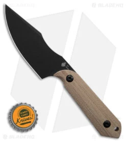 Kizer Maverick Customs Harpoon Fixed Blade Knife Natural Micarta (3.94" Black) -Kizer Knife Shop Kizer Maverick Customs Harpoon FBK Natural Micarta 3in Black BHQ 180914 td size