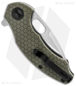 Kizer Mini Roach Liner Lock Olive Green G-10 (3" SW) V3477C1 -Kizer Knife Shop Kizer Mini Roach Degnan Olive Green G 10 SW BHQ 144095 jr side