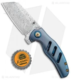 Kizer Mini Sheepdog C01C Knife Blue Titanium (2.6" Odin Heim Damasteel) -Kizer Knife Shop Kizer Mini Sheepdog Blue Ti C01C Odin Heim Damasteel Ki3488D2 BHQ 92736 jr bottlecap