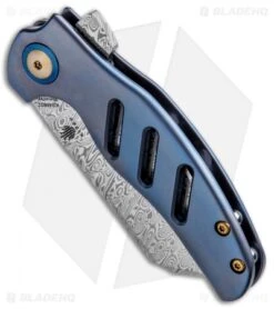 Kizer Mini Sheepdog C01C Knife Blue Titanium (2.6" Odin Heim Damasteel) -Kizer Knife Shop Kizer Mini Sheepdog Blue Ti C01C Odin Heim Damasteel Ki3488D2 BHQ 92736 jr spine