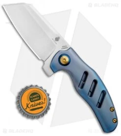 Kizer Mini Sheepdog C01C Frame Lock Flipper Knife Blue Titanium (2.6" Satin) -Kizer Knife Shop Kizer Mini Sheepdog C01C FL Blue Ti Satin Ki3488A2 BHQ 93980 jr bottlecap