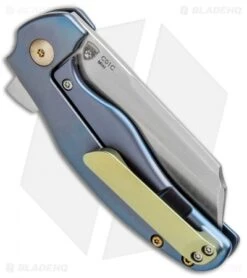 Kizer Mini Sheepdog C01C Frame Lock Flipper Knife Blue Titanium (2.6" Satin) -Kizer Knife Shop Kizer Mini Sheepdog C01C FL Blue Ti Satin Ki3488A2 BHQ 93980 jr side