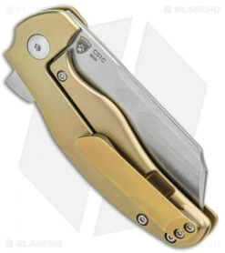 Kizer Mini Sheepdog C01C Frame Lock Flipper Knife Gold Titanium (2.6" Satin) -Kizer Knife Shop Kizer Mini Sheepdog C01C FL Gold Ti Satin Ki3488A3 BHQ 93981 jr side