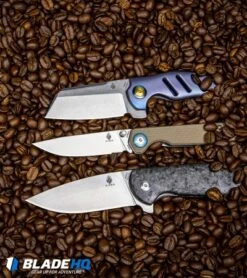 Kizer Laconico Exclusive Gemini Liner Lock Knife Shred CF (3.125" SW) -Kizer Knife Shop Kizer Mini Sheepdog C01C Frame Lock Flipper Knife Blue Titanium Satin BHQ 93980 kp coffee web 2