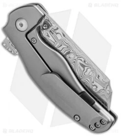 Kizer Mini Sheepdog C01C Frame Lock Knife Titanium (2.6" Vinland Damasteel) -Kizer Knife Shop Kizer Mini Sheepdog Ti C01C Vinland Damasteel Ki3488D1 BHQ 85510 jr side