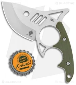 Kizer Shark Tooth Fixed Blade Knife Green G-10 (2.5" Satin) 1043N1 -Kizer Knife Shop Kizer Shark Tooth Fixed Blade OD Green Satin BHQ 135185 jr bottlecap