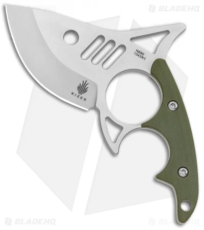 Kizer Shark Tooth Fixed Blade Knife Green G-10 (2.5" Satin) 1043N1 -Kizer Knife Shop Kizer Shark Tooth Fixed Blade OD Green Satin BHQ 135185 jr