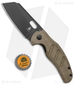 Kizer Vanguard Sheepdog Liner Lock Thumb Hole Knife Green Micarta (3.25" 10V) -Kizer Knife Shop Kizer Sheepdog C01C Green Micarta Black Hole V4488EE jr bottlecap