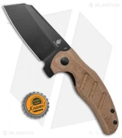 Kizer Vanguard Sheepdog Liner Lock Knife Natural Micarta (3.25" Black 10V) -Kizer Knife Shop Kizer Sheepdog C01C Natural Micarta Black V4488EB jr bottlecap