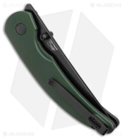 Kizer Swaggs Chili Pepper Button Lock Knife Green Aluminum (3" Satin 3V) -Kizer Knife Shop Kizer Swaggs Chili Pepper Button Lock Green Aluminum Black BHQ 176940 jr side