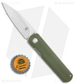 Kizer Vanguard Feist Front Flipper Knife Green G-10 (2.8" Stonewash) - BD1N -Kizer Knife Shop Kizer Vangard Lundquist Feist Translucent Green G 10 SW V3499E7 BHQ 118283 jr bottlecap