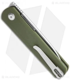 Kizer Vanguard Feist Front Flipper Knife Green G-10 (2.8" Stonewash) - BD1N -Kizer Knife Shop Kizer Vangard Lundquist Feist Translucent Green G 10 SW V3499E7 BHQ 118283 jr side