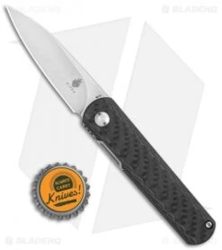 Kizer Vanguard Feist Front Flipper Knife Carbon Fiber (2.8" Stonewash BD1N) -Kizer Knife Shop Kizer Vangard Lundquist Feist Twill CF SW V3499E3 BHQ 118278 jr bottlecap