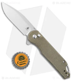 Kizer Vanguard Elstner Assassin XL Button Lock Knife Green Micarta (3.4" Satin) -Kizer Knife Shop Kizer Vanguard Elstner Assassin XL Button Lock Green Micarta Satin BHQ 169650 jr bottlecap
