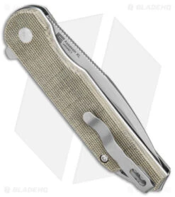 Kizer Vanguard Elstner Assassin XL Button Lock Knife Green Micarta (3.4" Satin) -Kizer Knife Shop Kizer Vanguard Elstner Assassin XL Button Lock Green Micarta Satin BHQ 169650 jr side