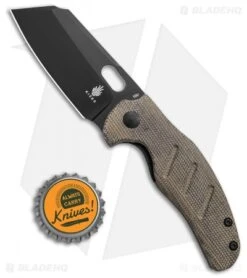 Kizer Vanguard Mini Sheepdog Thumb Hole Knife Green Micarta (2.6" Black 10V) -Kizer Knife Shop Kizer Vanguard Mini Sheepdog thumb Hole Knife Green Micarta 2in 6cm Black BHQ 121900 td size